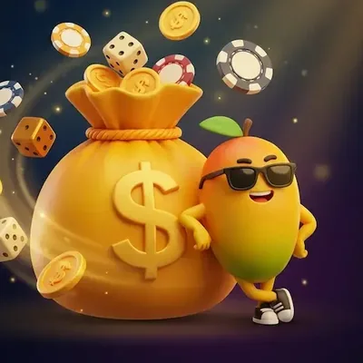 Saco dourado com cifrão e o mango de óculos escuros, ilustração da marca